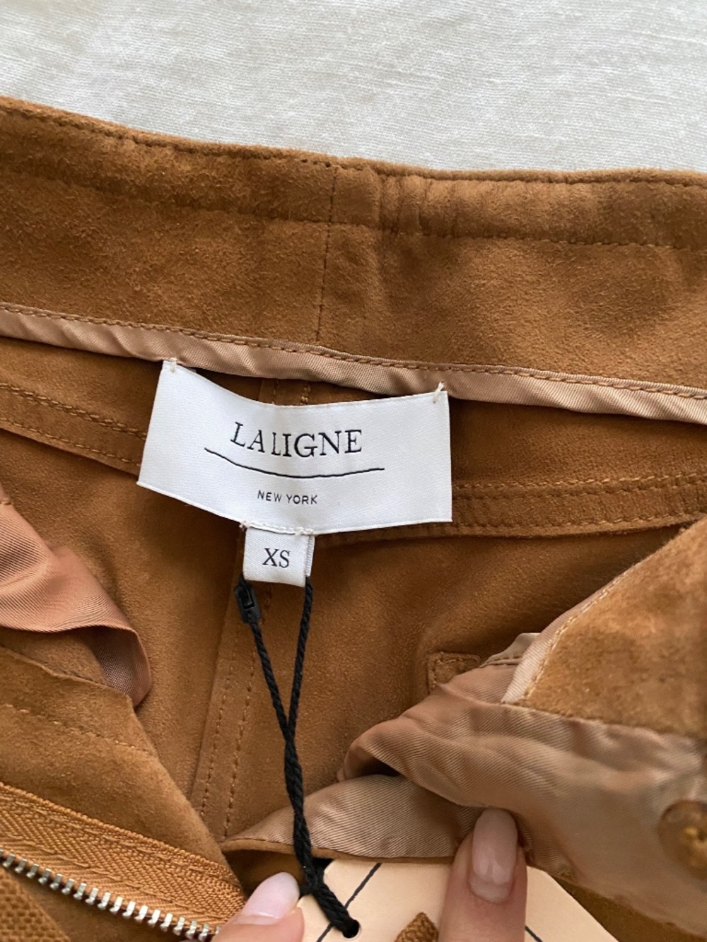 NWT La Ligne Jenny Suede Tan Wide-Leg Pants - XS - Picture 9 of 9